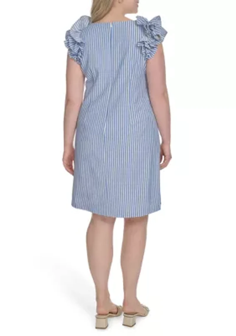 Plus Sleeveless Printed Shift Dress