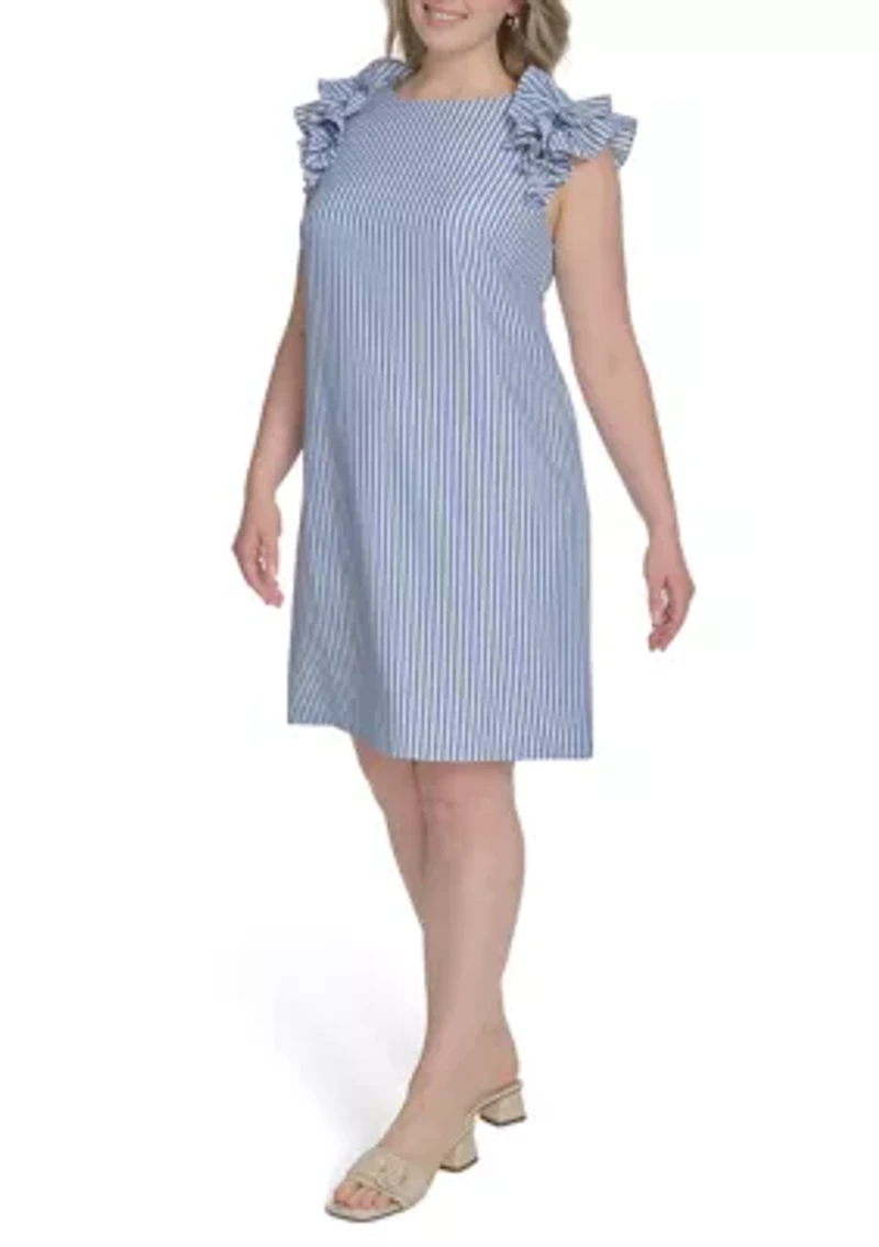 Plus Sleeveless Printed Shift Dress