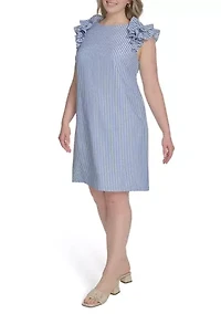 Plus Sleeveless Printed Shift Dress
