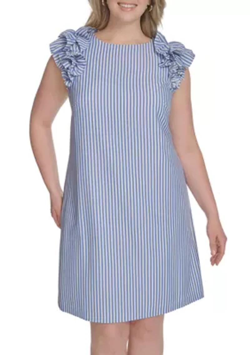 Plus Sleeveless Printed Shift Dress