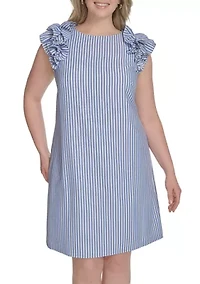 Plus Sleeveless Printed Shift Dress
