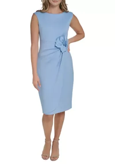 Women's Sleeveless Floral Embroidered Sheath Dress