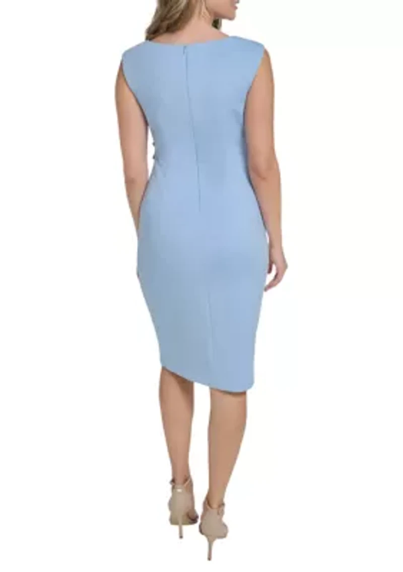 Women's Sleeveless Floral Embroidered Sheath Dress