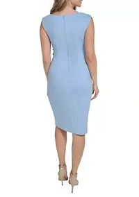 Women's Sleeveless Floral Embroidered Sheath Dress