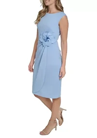 Women's Sleeveless Floral Embroidered Sheath Dress