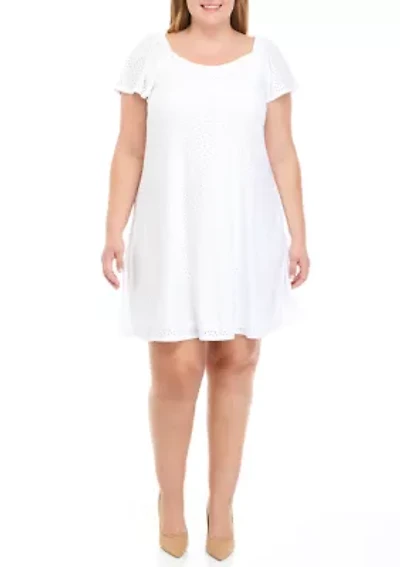 Plus Knit Eyelet Shift Dress