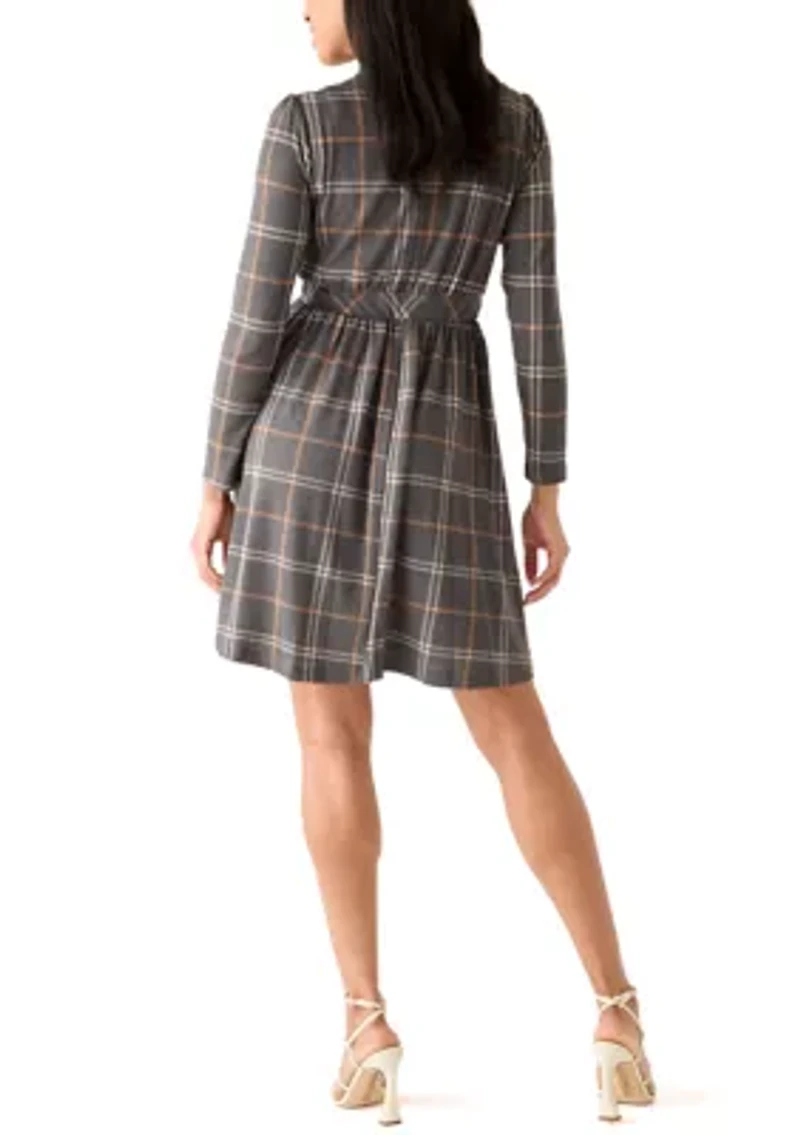Women's Long Sleeve Plaid Dress