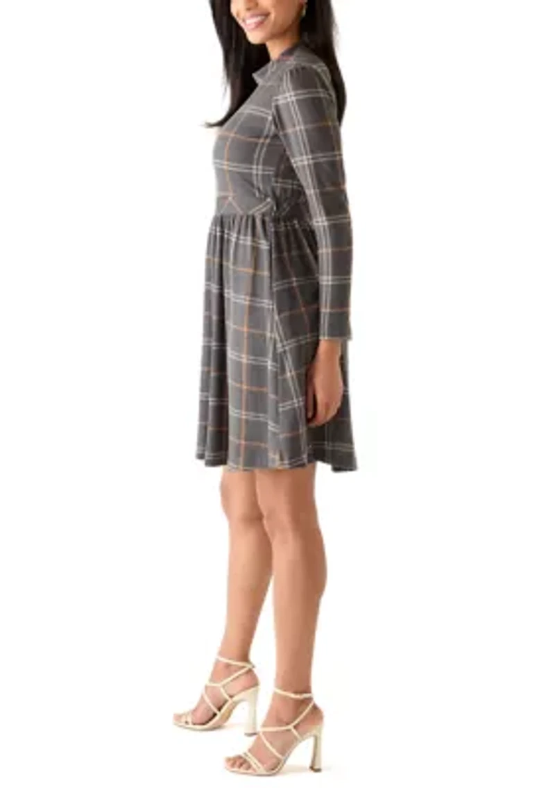 Women's Long Sleeve Plaid Dress