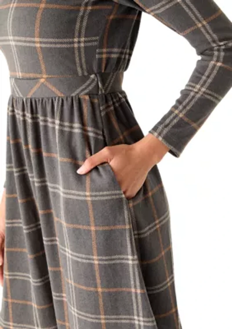 Women's Long Sleeve Plaid Dress