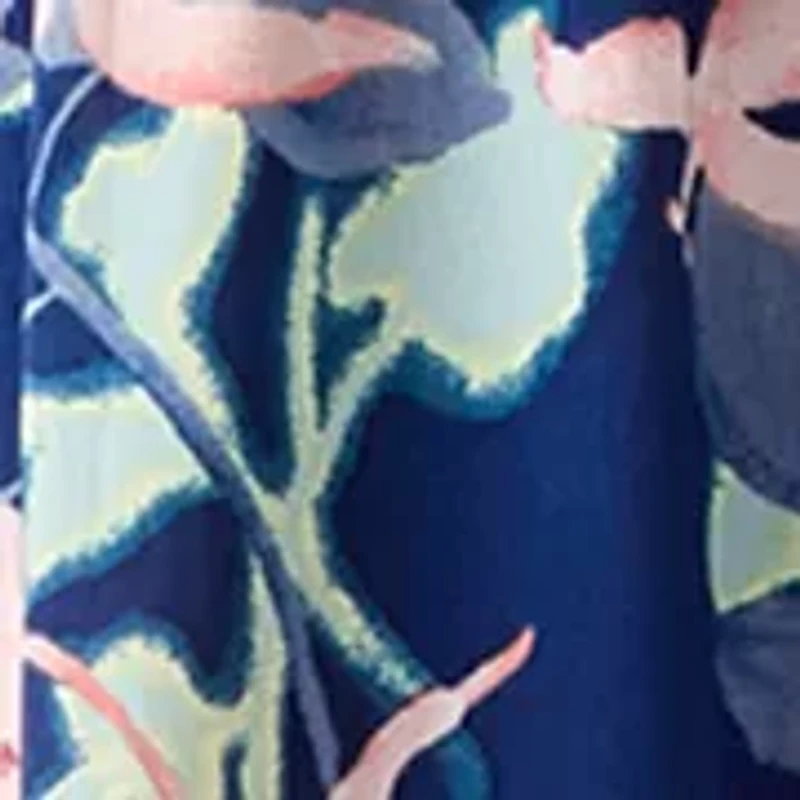 Women's Short Sleeve Floral Midi Shirtdress