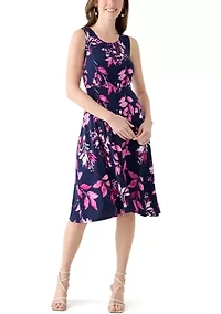 Women's 3/4 Sleeve Scoop Neck Floral Print Jacket Dress