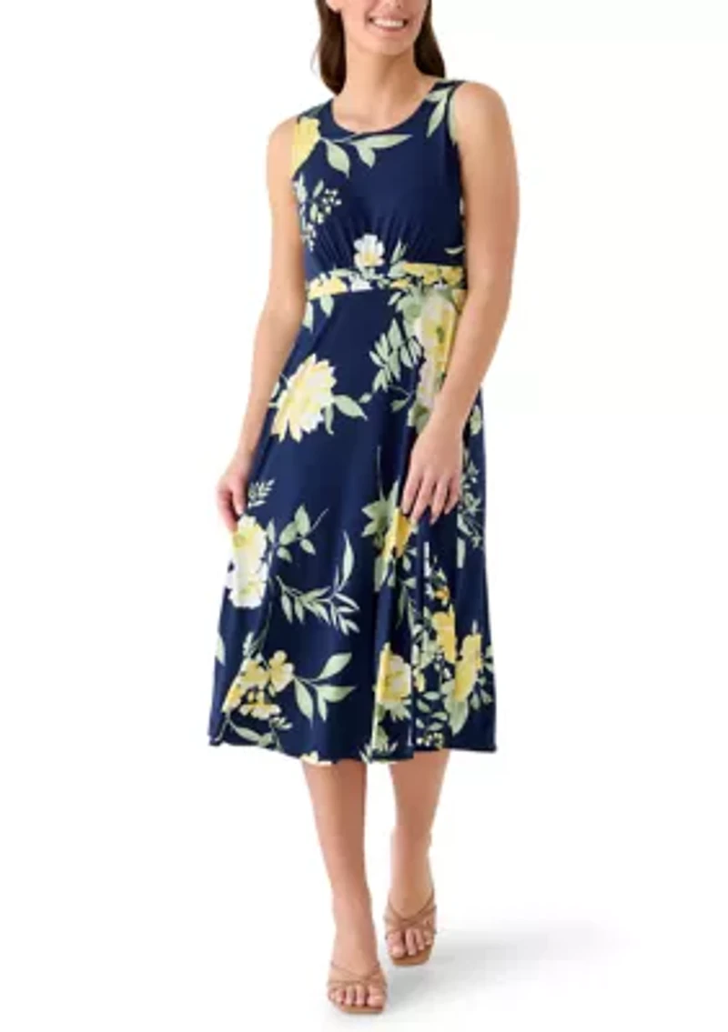 Women's Three-Quarter Sleeve Floral Jacket Dress