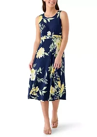 Women's Three-Quarter Sleeve Floral Jacket Dress