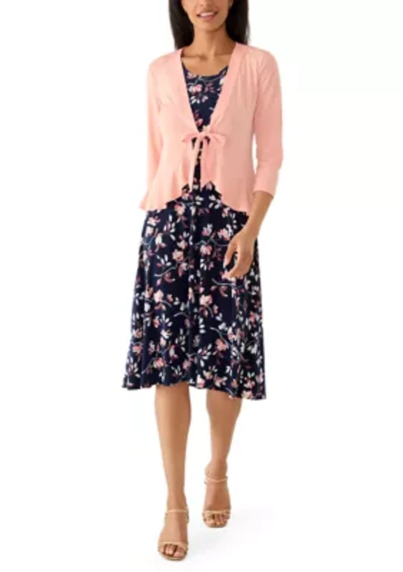 Women's Floral Dress and Jacket Set