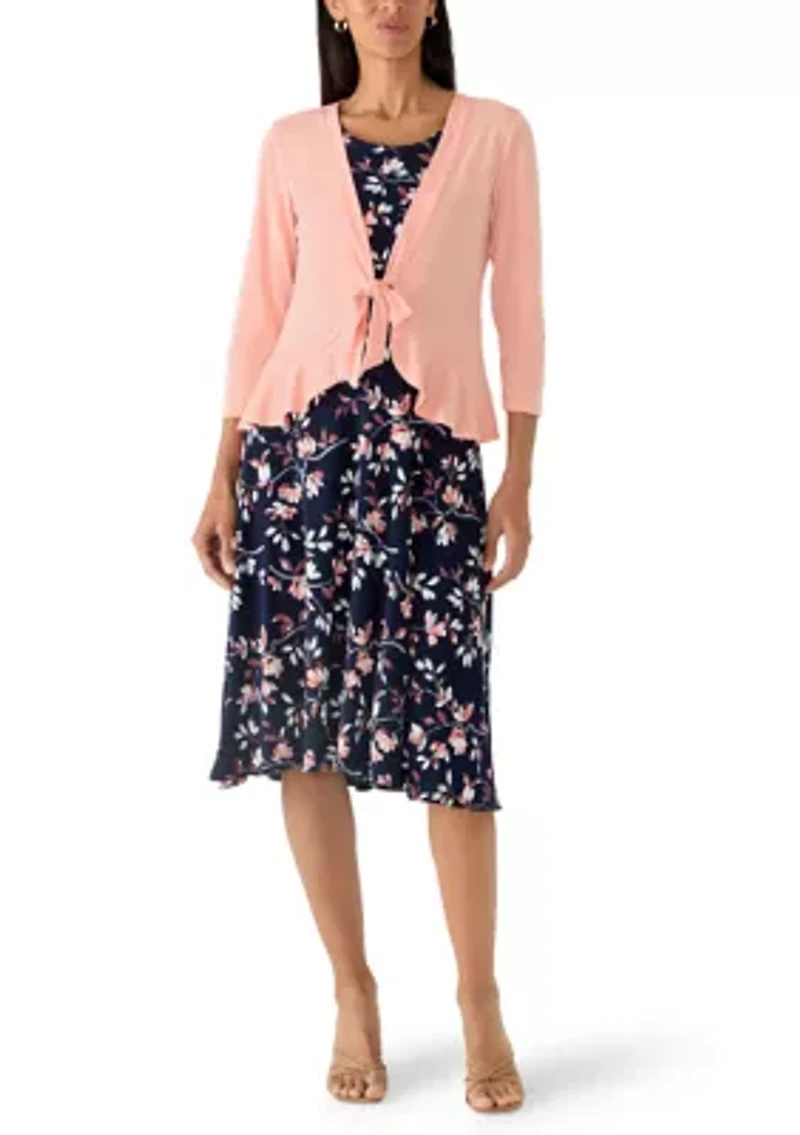 Women's Long Sleeve Ruffle Jacket & Dress Set