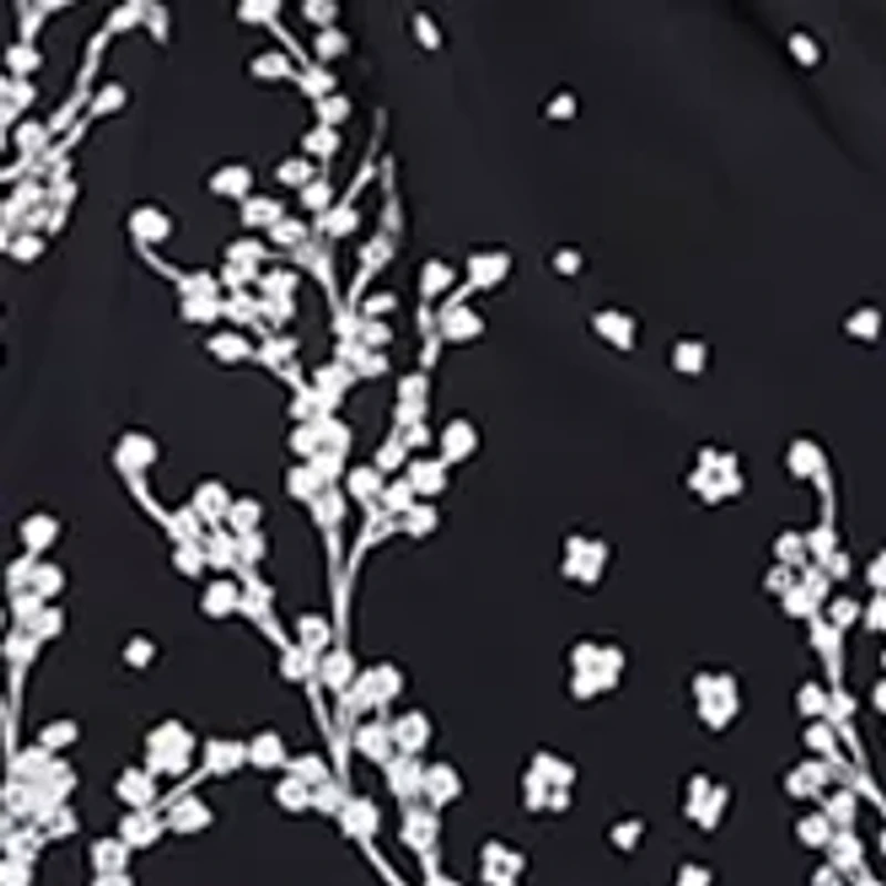 Women's Sleeveless Pleat Neck Ombré Floral Midi Dress