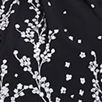 Women's Sleeveless Pleat Neck Ombré Floral Midi Dress