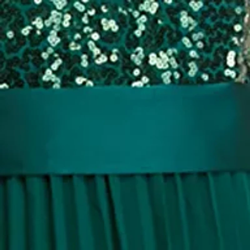 Women's Sleeveless Mock Neck Sequin 2Fer Midi Dress