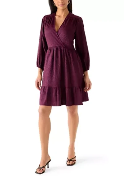 Women's 3/4 Sleeve Satin Jacquard Dress
