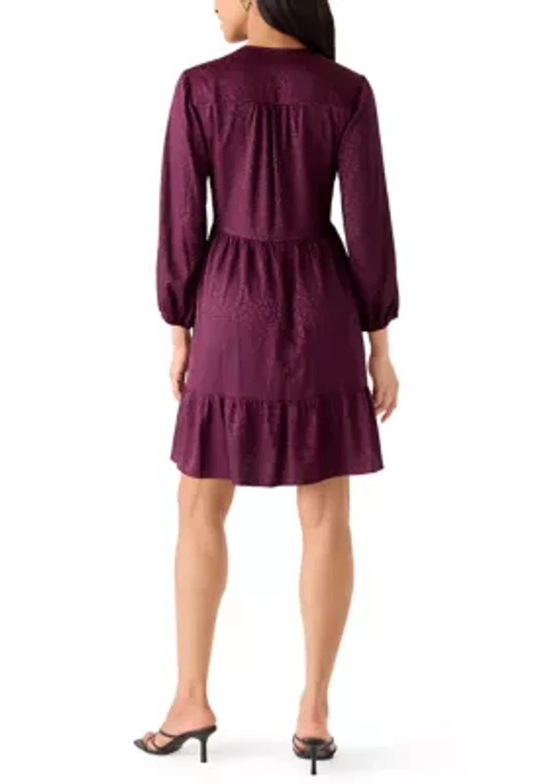 Women's 3/4 Sleeve Satin Jacquard Dress