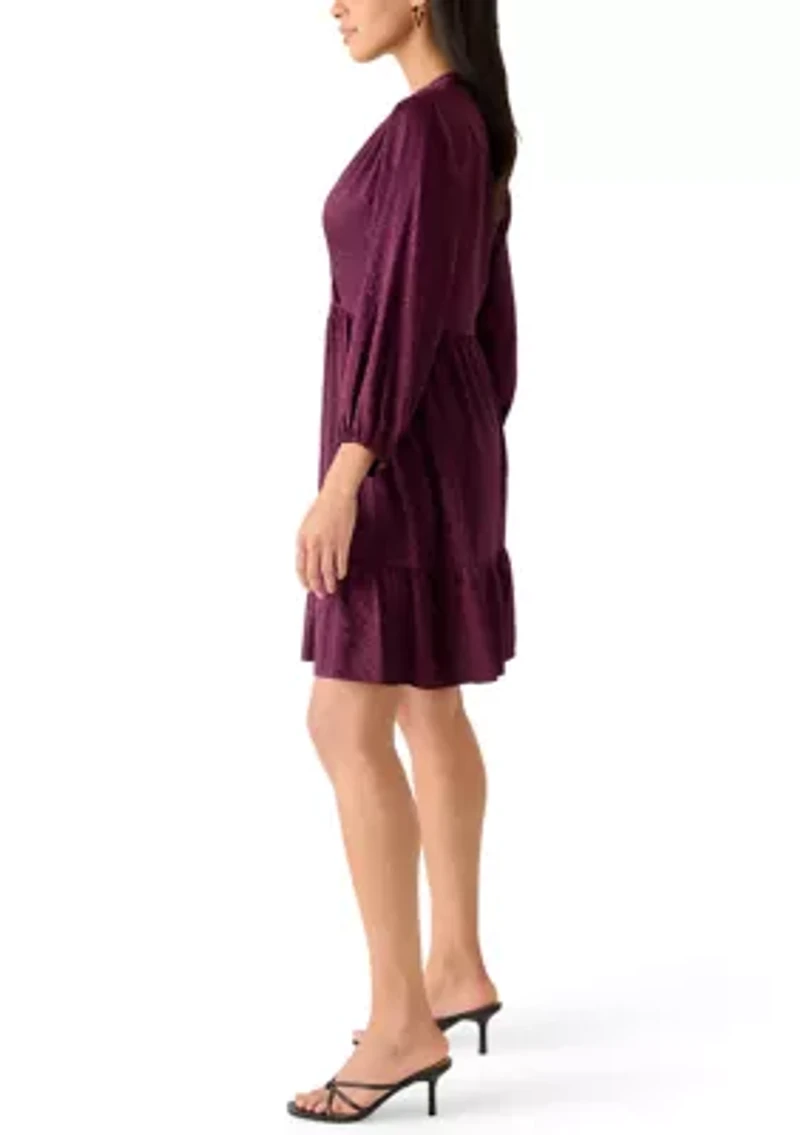 Women's 3/4 Sleeve Satin Jacquard Dress