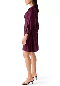 Women's 3/4 Sleeve Satin Jacquard Dress