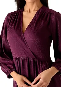 Women's 3/4 Sleeve Satin Jacquard Dress