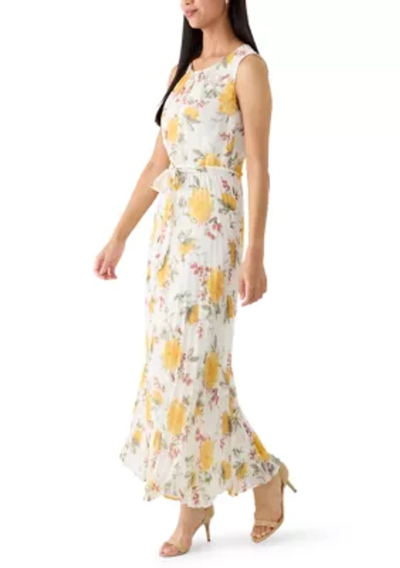 Women's Sleeveless Floral A-Line Maxi Dress