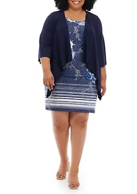 Plus Elbow Sleeve Denim Jacket Dress