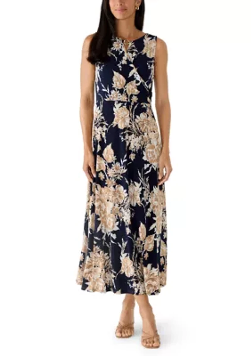 Women's Sleeveless Floral Sheath Dress