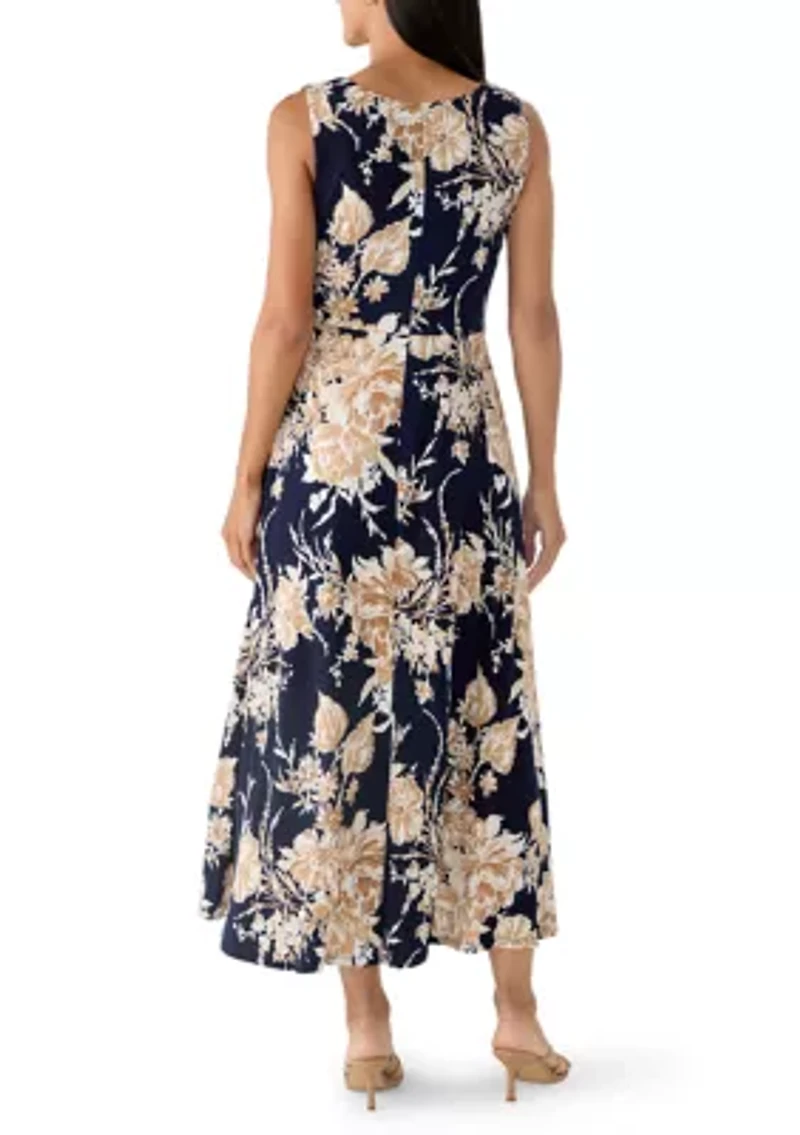 Women's Sleeveless Floral Sheath Dress