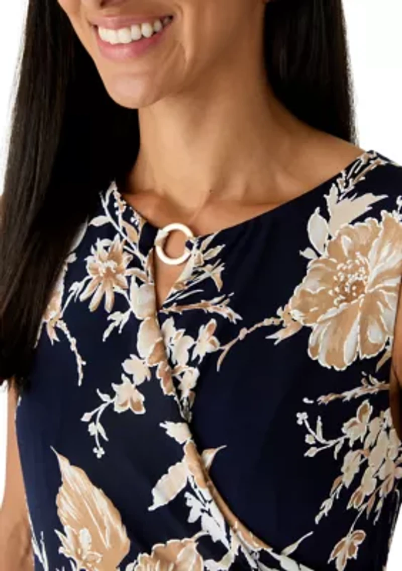 Women's Sleeveless Floral Sheath Dress