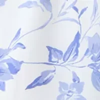 Women's Short Sleeve Pleated Floral Chiffon A-Line Dress