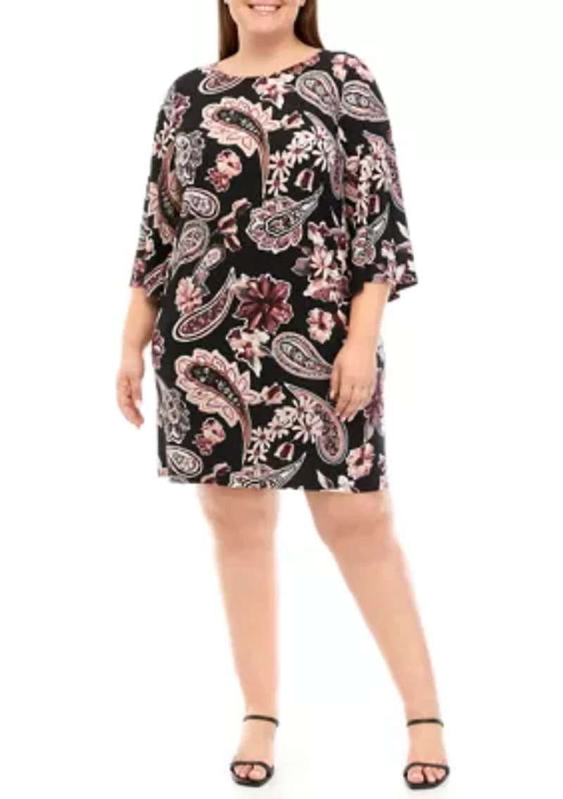 Plus Paisley Printed A-Line Dress