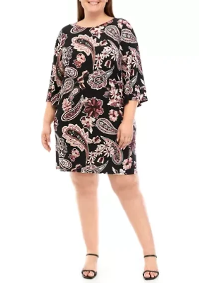Plus Paisley Printed A-Line Dress