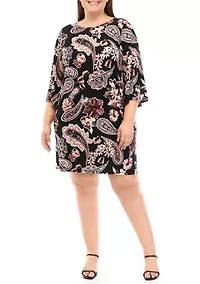 Plus Paisley Printed A-Line Dress