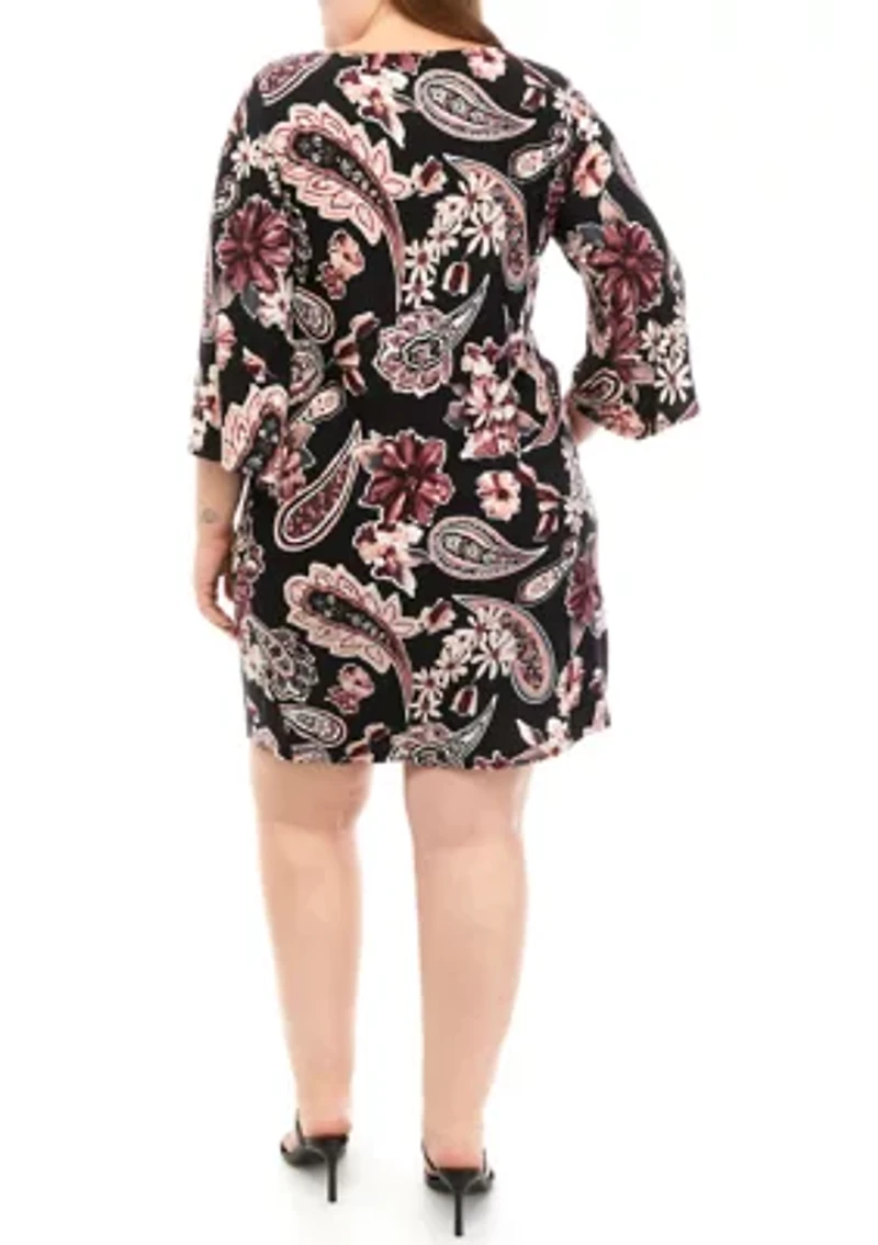 Plus Paisley Printed A-Line Dress