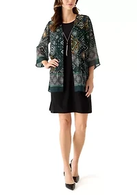 Women's Geo Print Short Sleeve Jacket Dress