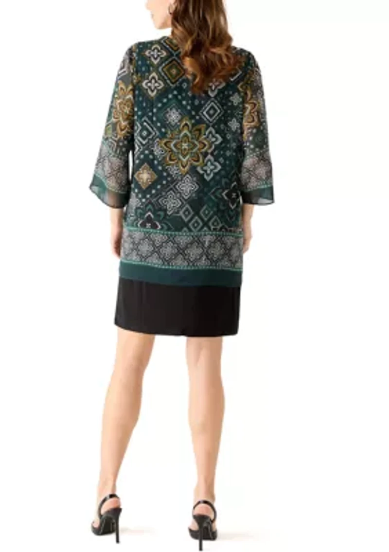 Women's Geo Print Short Sleeve Jacket Dress