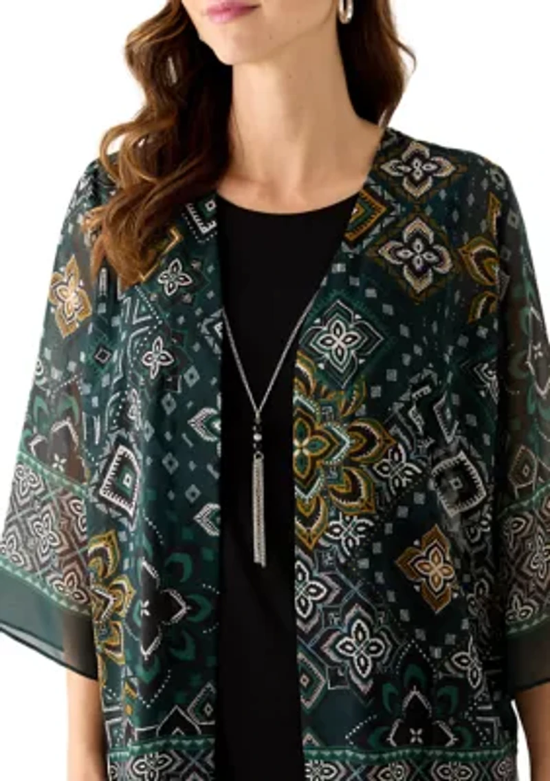 Women's Geo Print Short Sleeve Jacket Dress