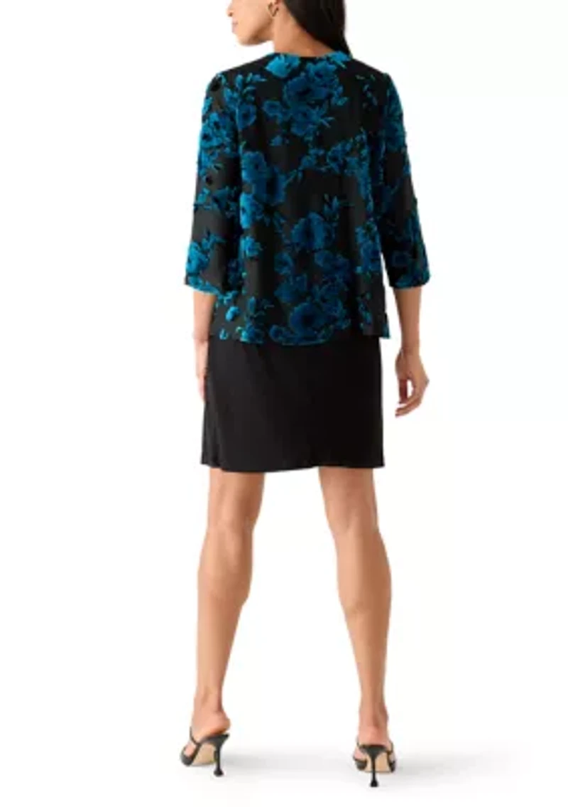 Women's Floral Short Sleeve Jacket Dress