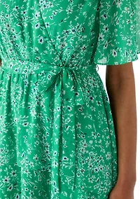 Women's Short Sleeve V-Neck Ditsy Floral Print Dress