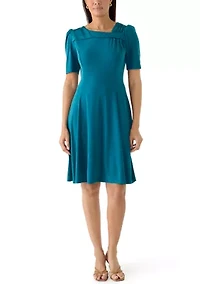 Women's Short Sleeve Asymmetrical Neck Dress