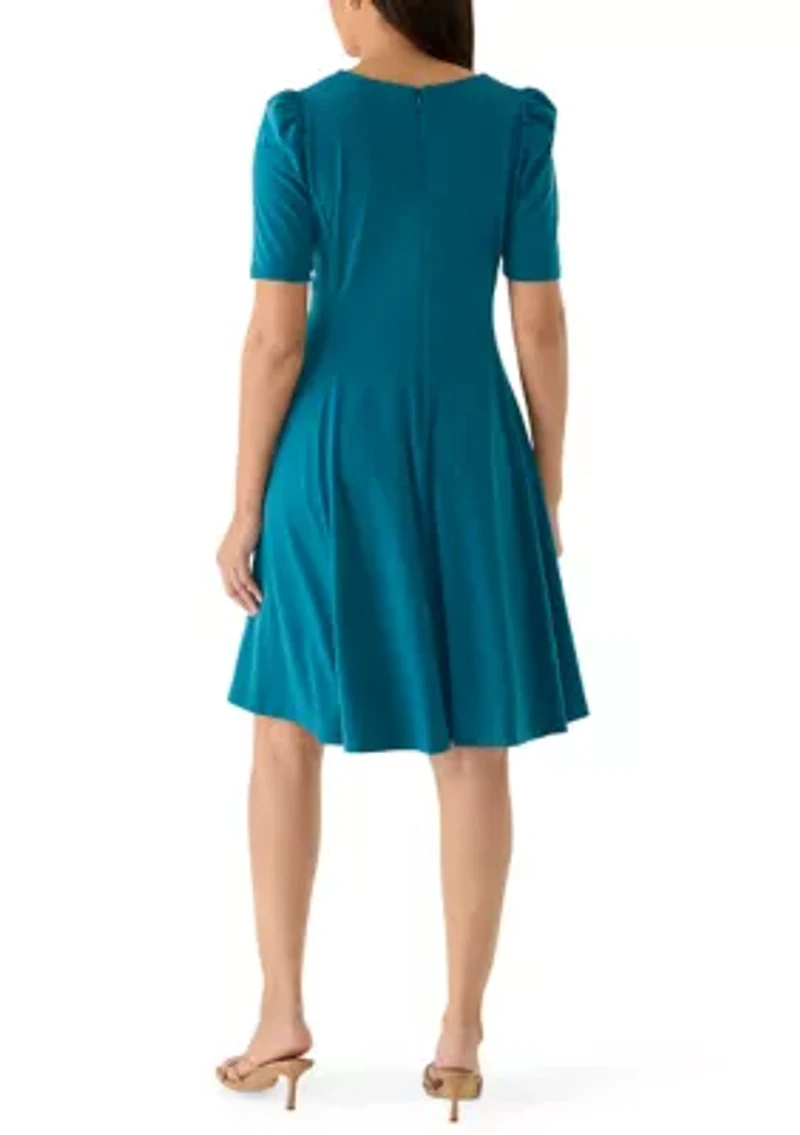 Women's Short Sleeve Asymmetrical Neck Dress