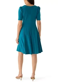 Women's Short Sleeve Asymmetrical Neck Dress