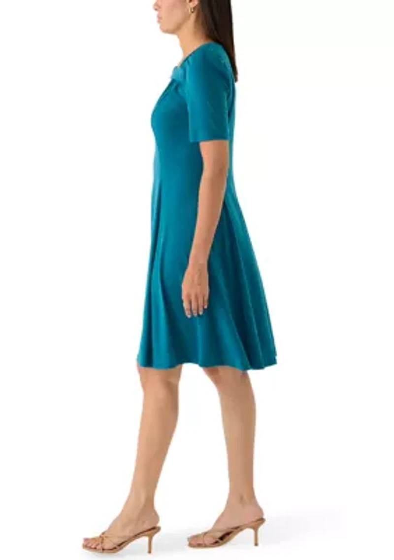 Women's Short Sleeve Asymmetrical Neck Dress