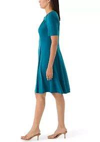 Women's Short Sleeve Asymmetrical Neck Dress