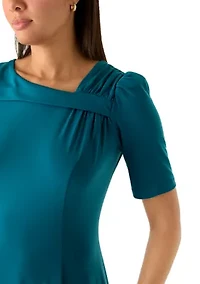 Women's Short Sleeve Asymmetrical Neck Dress