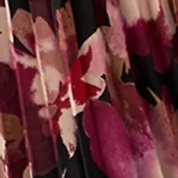 Women's Long Sleeve V-Neck Leaf Print Midi Dress