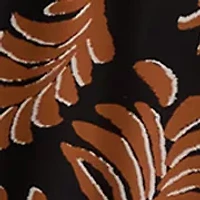 Women's Collar Neck Leaf Print Chiffon Midi Dress